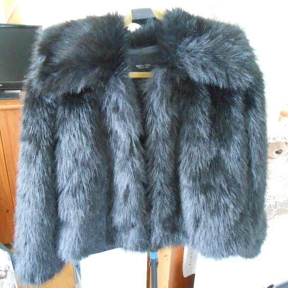 FAUX FUR COAT BY VERA WANG-BLACK-WOMEN'S SIZE XS-NEW WITH TAGS - Picture 1 of 6